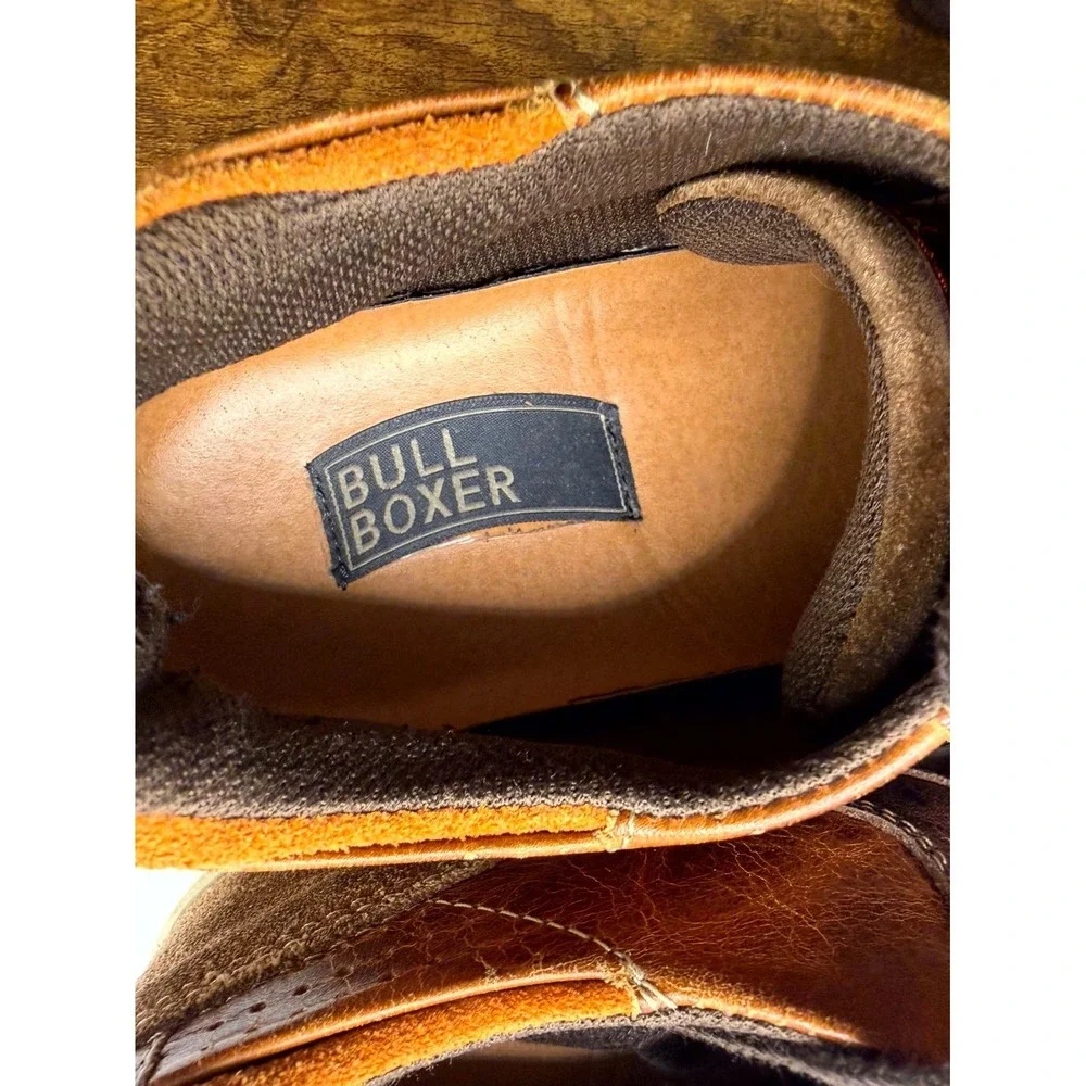 Bullboxer Bredo Mens 41 Sneakers Brown Orange‎ Leather Low Top Lace Up Shoes